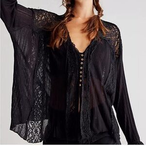 NWT Free People Georgia Lace Tunic Top